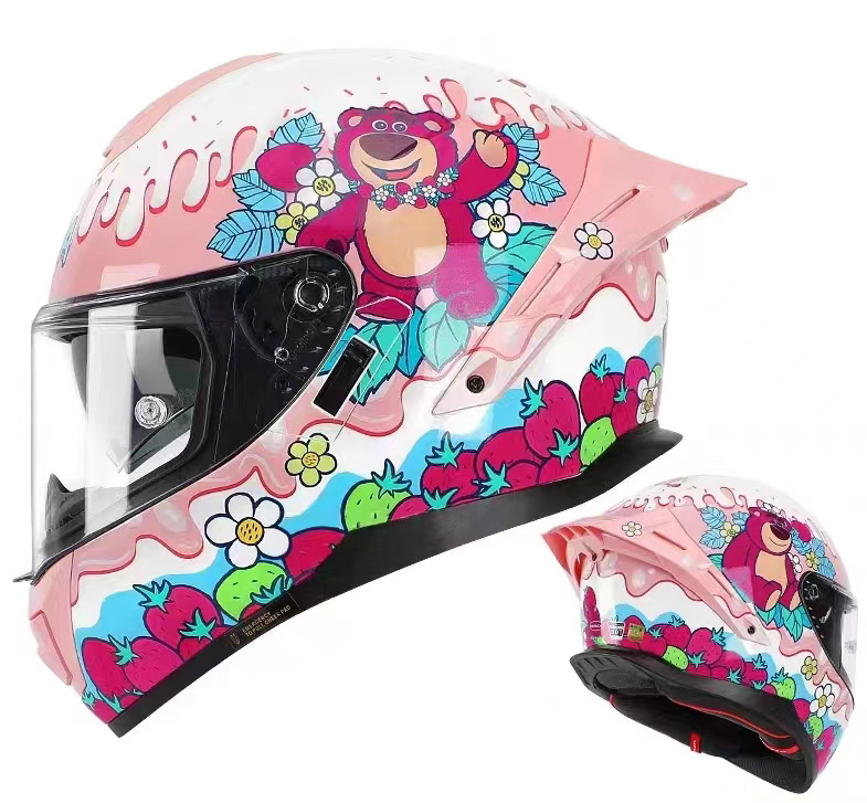 Capacete de motocicleta de fibra de carbono personalizado com padrão para mulheres e meninas